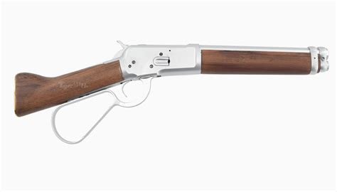 Aandk Real Wood M1873 Sawed Off Gas Lever Action Rifle Silver Airsoft