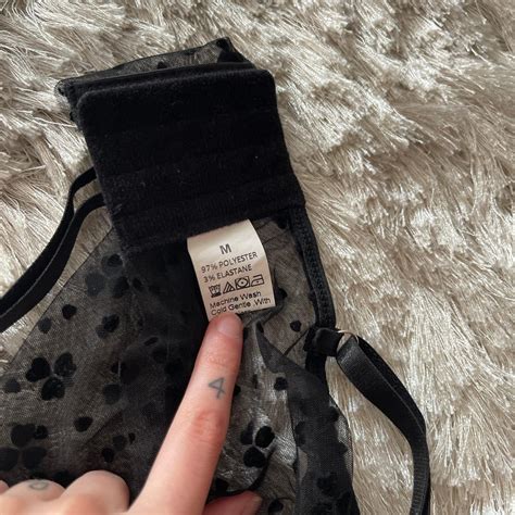 Black Mesh Lingerie Set Heart Design Never Worn Depop