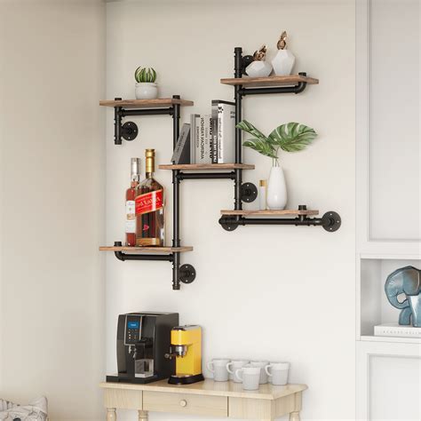 MAIKAILUN Industrial Floating Pipe Wall Mounted Shelves Rustic Modern