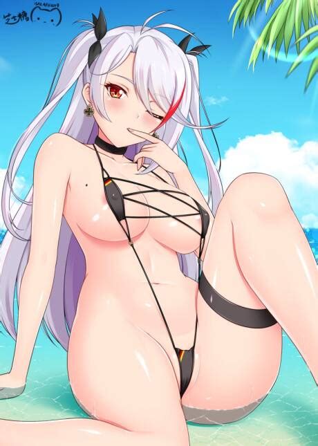 Qiye Luoying Azur Lane Prinz Eugen Azur Lane Bikini Garter Swimsuits