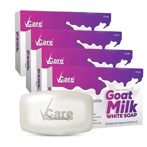 Vcare Goat Milk White Soap 125 Gm Pack Of 4 Enriched With Argan Oil Andvitamin C