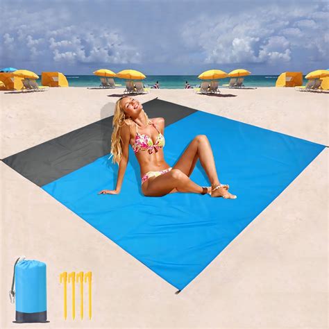 Gigmeta Tapis de Plage Imperméable 210 x 200 cm Portable Couverture de