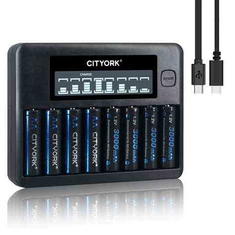 Cityork 8 Slot Fast LCD Smart Intelligent Battery Charger For 1 2V AA