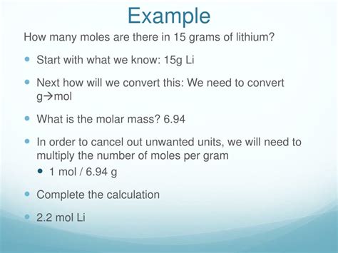 Ppt Step 2 Molar Conversions Powerpoint Presentation Free Download