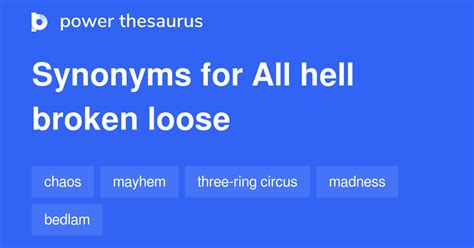 All Hell Broken Loose Synonyms Words And Phrases For All Hell