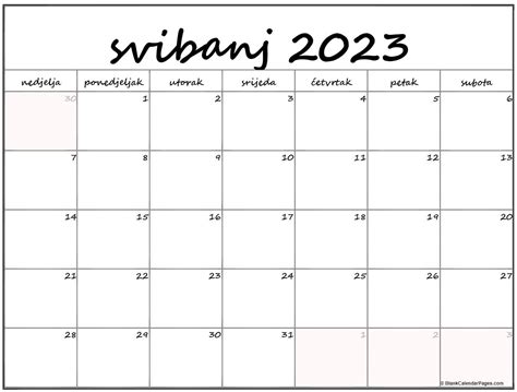 Svibanj 2023 Besplatni Kalendar Za Ispis Kalendar Svibanj