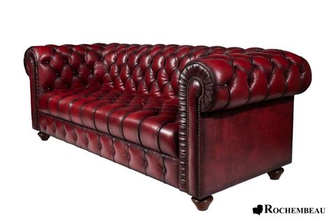 Canap Chesterfield Cuir Haut De Gamme Assise Capitons Bordeaux