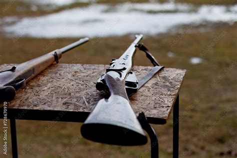 Mosin-Nagant rifles on the shooting range table 03 Stock Photo | Adobe ...