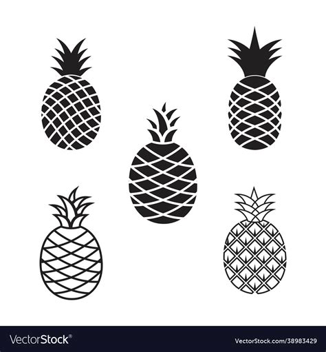 Pineapple Fruit Icon Template Royalty Free Vector Image