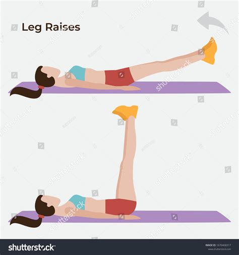 Leg Raises Exercise Workout Vector Illustraion Stock Vector Royalty Free 1670468317 Shutterstock