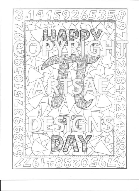 Coloring Page Happy Pi Day Etsy