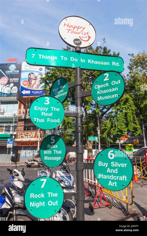 Thailand Bangkok Khaosan Road Signpost Stock Photo Alamy