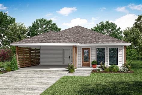 Simple 3 Bedroom Country House Plan With Carport 51918HZ