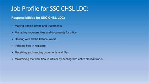 Ppt Ssc Chsl Job Profile Salary Responsibilities Powerpoint