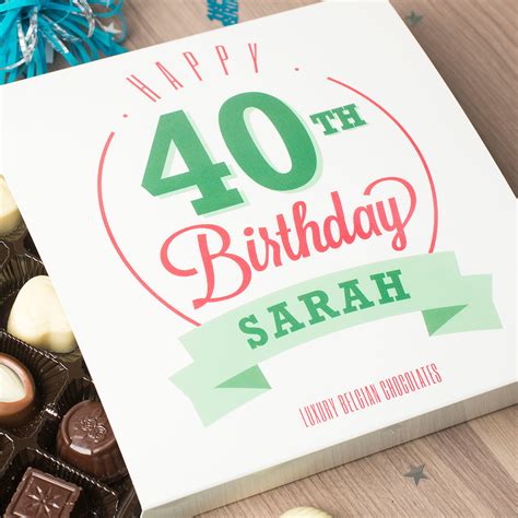 Personalised Belgian Chocolates Happy 40th Birthday Uk