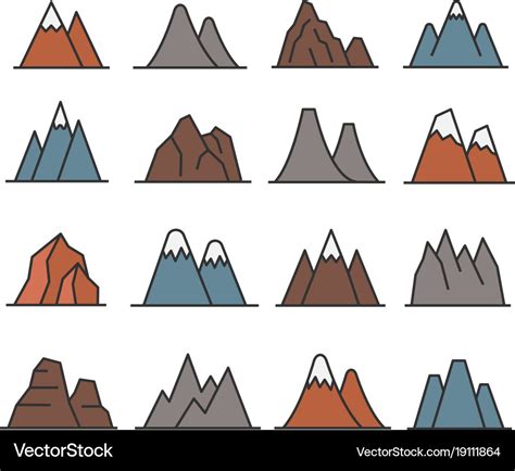 Rocky Mountains Icon Set Royalty Free Vector Image