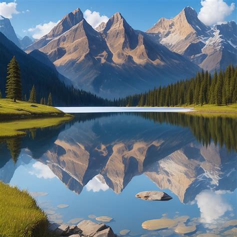 Premium Ai Image Mountains Near The Lake Hd Ai Generative 8k