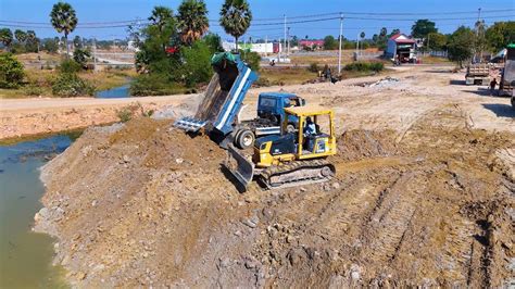 Transaction Pour Soil Delete Lake By Bulldozer Komatsu D Px Dump