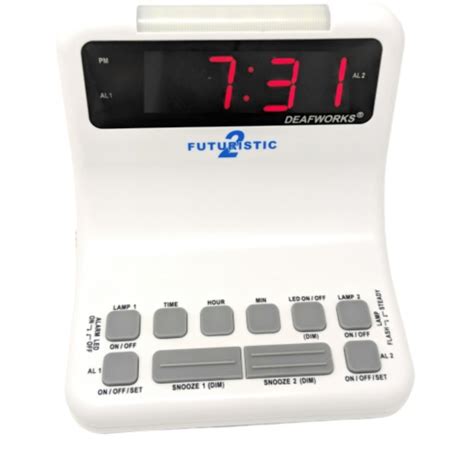 DEAFWORKS Futuristic 2 | Deaf Alarm Clock | Silent, Flashing Lights