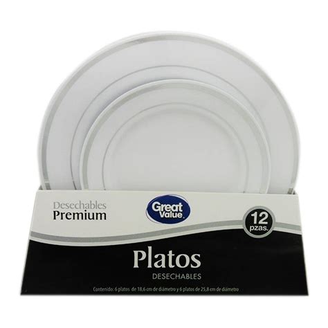 Platos Desechables Great Value Premium Desechables 12 Pzas Walmart