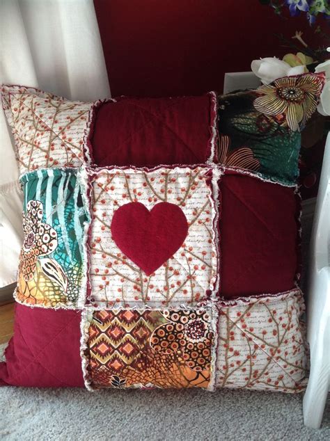 Heart Pillow Cover Quilted Pillow Cover Burgundy Pillow Etsy