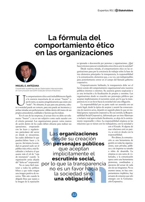 La Fórmula Del Comportamiento ético En Las Organizaciones Miguel