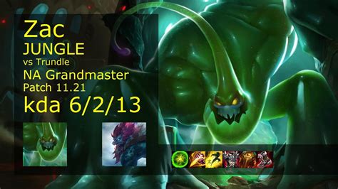 Zac Vs Trundle Jungle Na Grandmaster 6213 Patch 1121 Gameplay