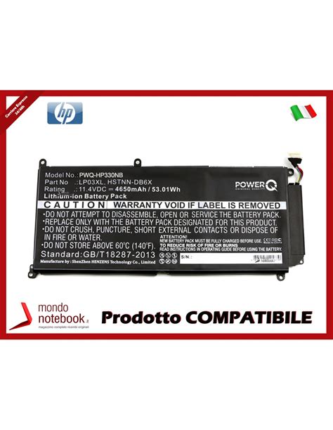 Batteria PowerQ Per HP Envy 14 J001XX 4650 MAh 11 4V P N 804072 241 Nero