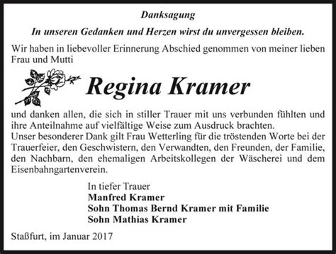 Traueranzeigen Von Regina Kramer Abschied Nehmen De