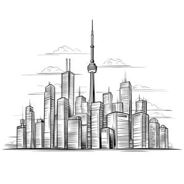 Modern Cityscape Skyline Outline Doodle Drawing, Skyline, Travel ...