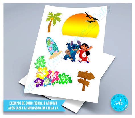 Arquivo Digital Topo De Bolo Lilo E Stitch 2 Arquivo De Corte