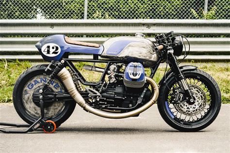 Rhapsody In Blue Gannet Designs Timeless Moto Guzzi V Racer Pipeburn