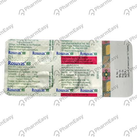 Rosuvas 20 MG Tablet 10 Uses Side Effects Price Dosage PharmEasy