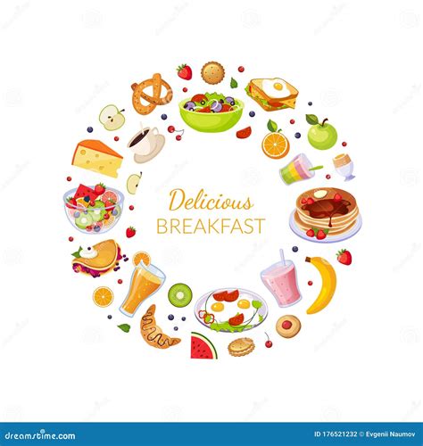 Delicious Breakfast Banner Template With Fresh Tasty Morning Meal