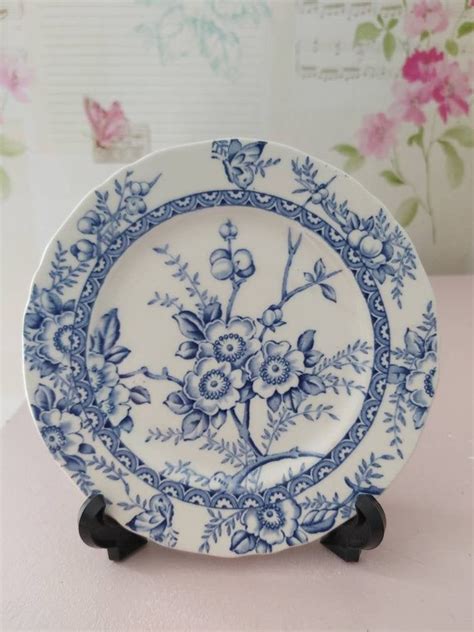 Blue And White Floral Side Plate Antique Alfred Meakin Etsy Side