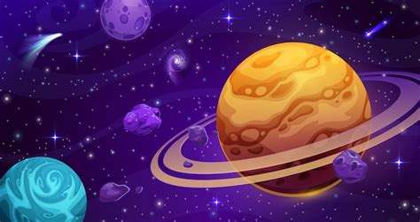 Premium Vector | Cartoon galaxy space landscape vector background