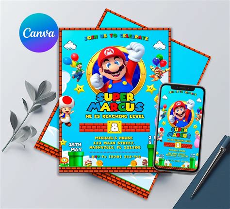 Mario Bros Birthday Invitation Super Mario Bros Invitation Printable