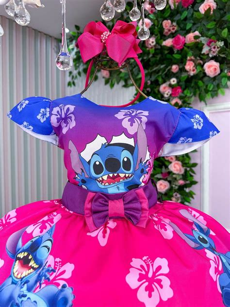 Vestido Infantil Temático Luxo Lilo e Stitch Elo7