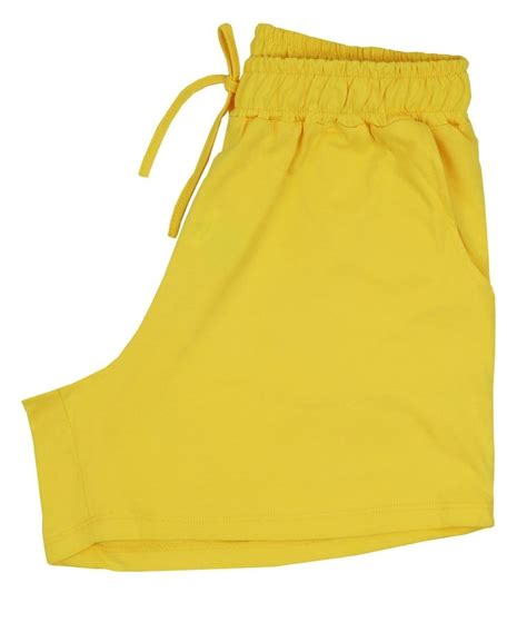 Shorts de Malha Feminino Cós Elástico Bolso 100 Algodão Amarelo