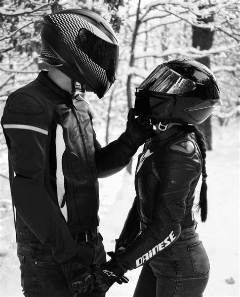 Biker Couple Photoshoot In The Snow