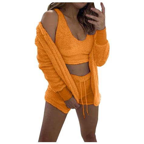 Fbybn Hooded Cardigan Outwear Crop Tops Shorts Nightwear Set Women Sexy Warm Fuzzy 3 Piece