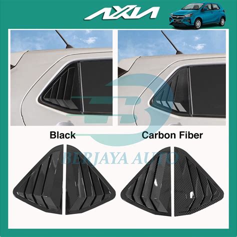 Perodua New Axia Car Window Triangle Louvre Cover Carbon