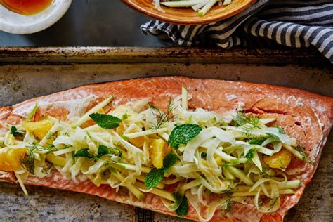 Citrus Salmon With Fennel Citrus And Mint Slaw Andy Boy