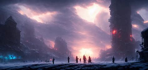 Frostpunk Portal Cinematic View Epic Sky Detailed Stable