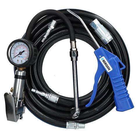 15m Air Line Hose With Tyre Wheel Inflator Blow Gun And Air Fittings