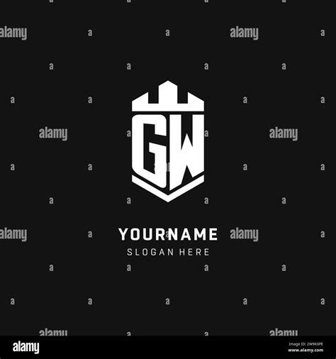 Gw Monogram Logo Initial With Crown And Shield Guard Shape Style Vector