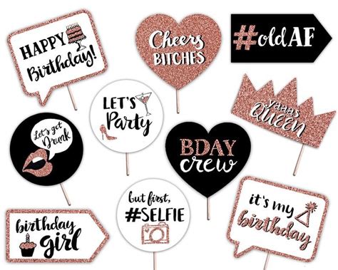 Funny Adult Birthday Printable Photo Booth Props Rose Gold Etsy Artofit