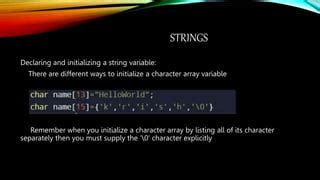 Character Arrays And Strings In C Language Ppt