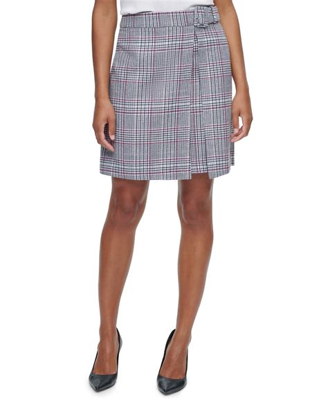 Calvin Klein X Fit Belted Plaid Mini Skirt