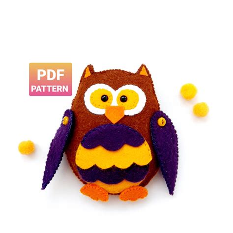 Owl Sewing Pattern Felt Owl Pattern Pdf Easy Pdf Pattern Felt Etsy